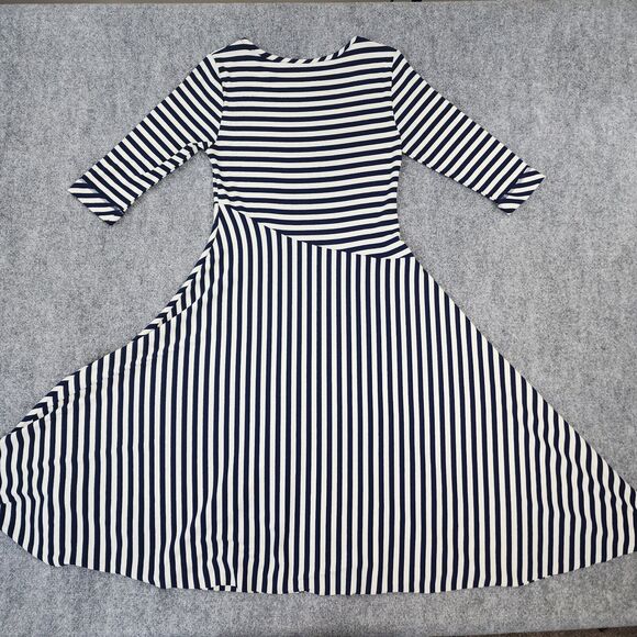 Soft Surroundings Dress Women Small Blue Striped Vivianna Asymmetrical Knit Midi - Picture 6 of 15